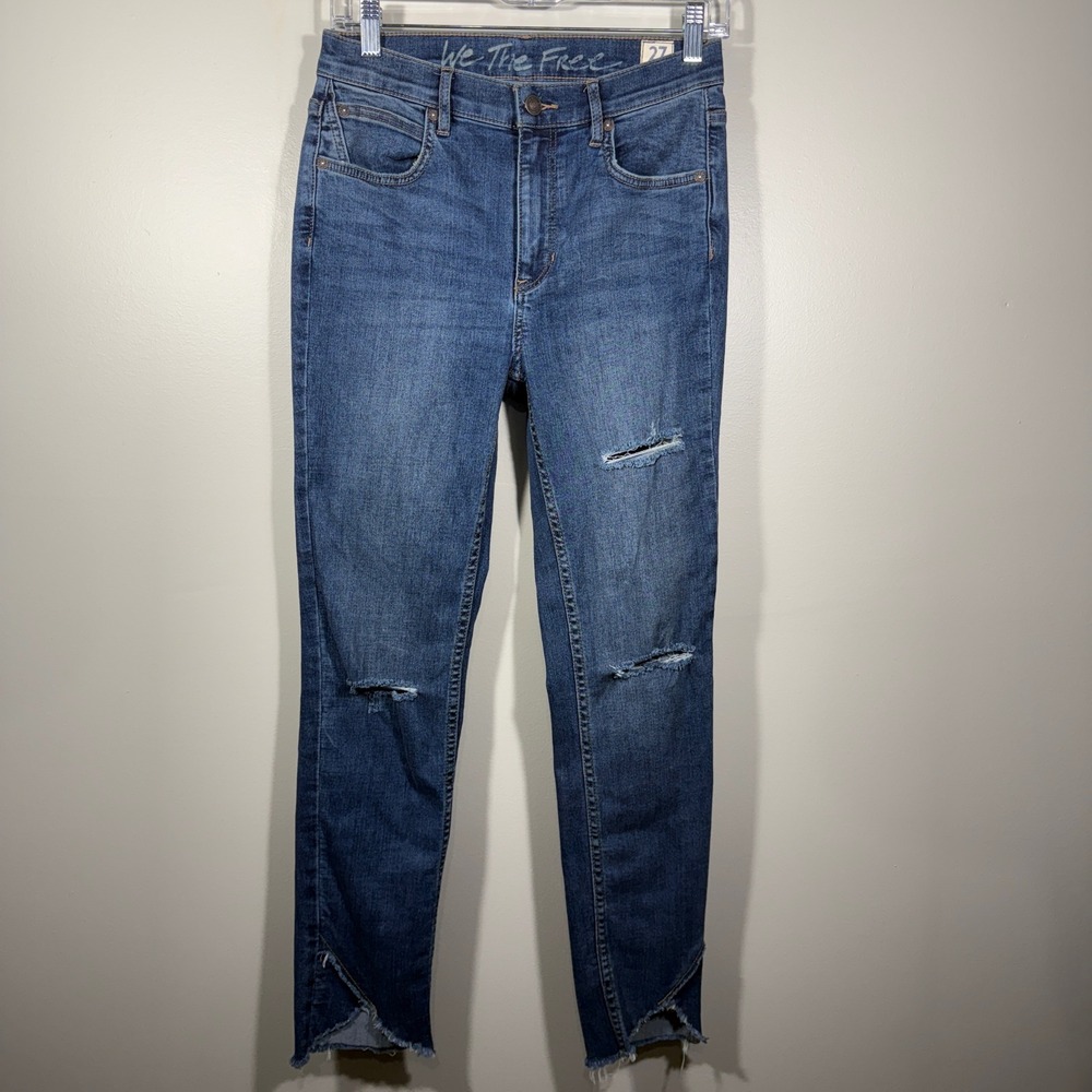 We The Free Women's Size‎ 27 Distressed Raw Hem Sunny Skinny Mid Rise Jeans